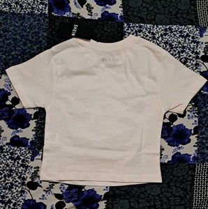 Shein White Graphic Print Crop T-Shirt