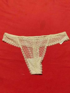 Women’s Cream Lace Thong Panty – Size M