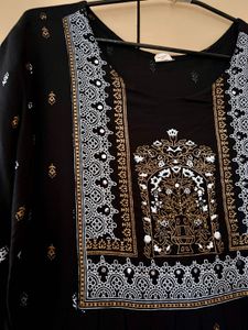 Black Printed Mirror Work A-line Kurta🖤 | Size S