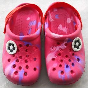 Kids Pink Clogs with Soccer Charm