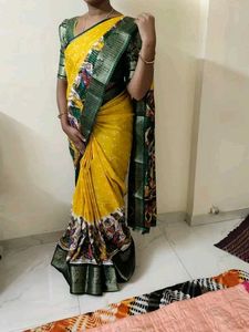 Yellow Printed Saree