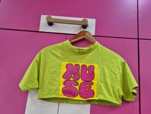 Neon Graphic Crop Top(without chain)