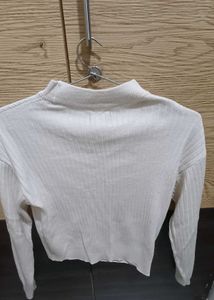 Cream Ribbed Turtleneck Sweater