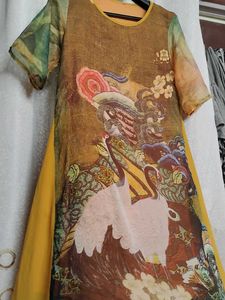 Unique Crane Print Ethnic kurty