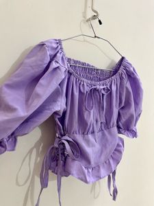 Cute Lavender Puff Sleeve Top