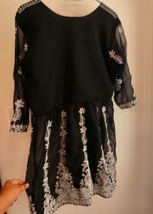Black Embroidered Peplum Kurti y2k aesthetic viral