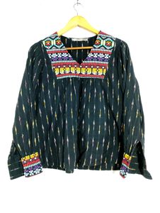 Rena Black Printed V Neck Tunic (Women's)