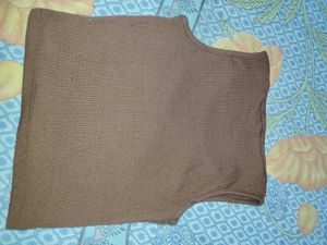 Brown Ribbed Tank Top
