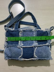 Patch Denim Shoulder and Hand Bag