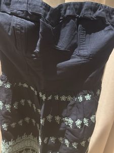 SUPERDRY Navy Blue Strapless Embroidered Dress XXS
