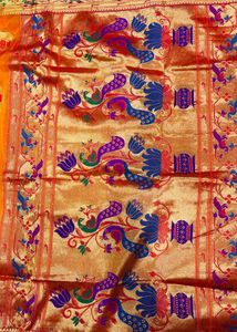 Luxurious Golden Peacock Saree
