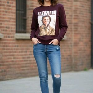 Maroon Graphic Print Sweatshirt