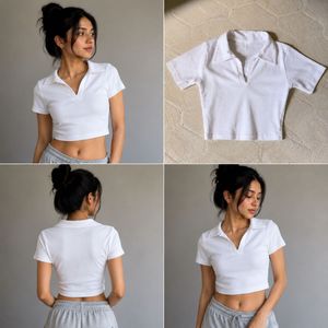 White Cropped Polo Shirt
