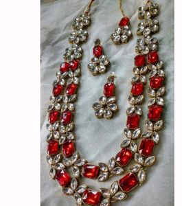 Elegant Red Stone Necklace Set