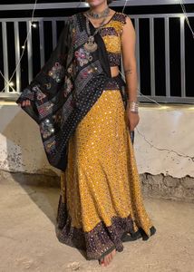 Beautiful Yellow &amp; Black Lehenga Choli