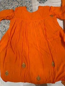 Orange Embroidered Kurta