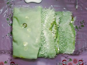 Green Embellished Net Dupatta