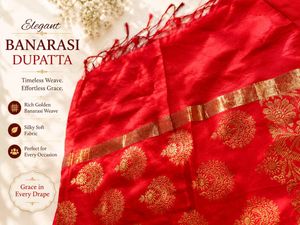 Red Banarasi Silk Dupatta