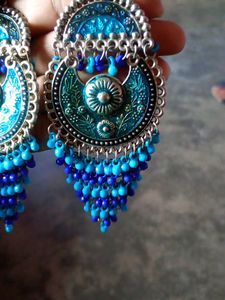 Boho Blue Jhumka Earrings