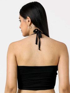 Black Padded Halter Neck Tank Top