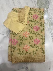 Georgette Saree With Full Thread Work