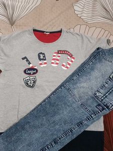 Cute Monster Striped Pajama Set,jeans ,t- shirt