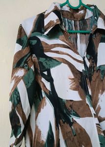 Abstract Print Midi Shirt Dress