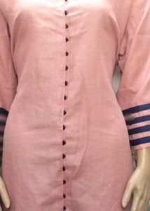 Kurti korean button check designtrend pink1pic