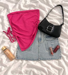 Hot Pink Ruched Tube Top