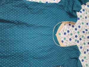 Teal Polka Dot Kurta with Matching Bottom