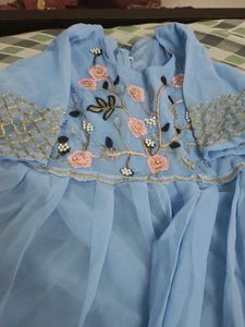 Light Blue Embroidered Gown