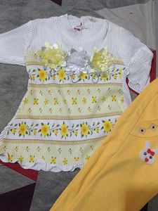 Cute Yellow Floral Top & Pants Set