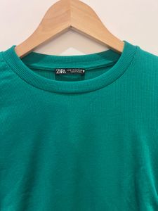 Zara Ribbed Green Top