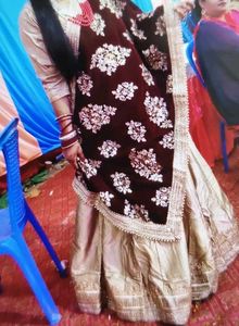 Anarkali gawn with velvet shawl