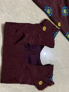 Embroidered Coffee  Saree