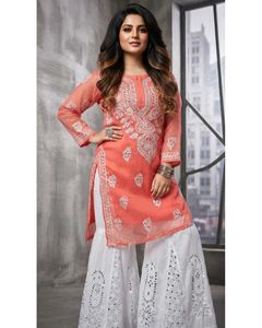Heavy work Chikankari kurti set