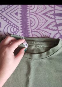 Olive Green Top with Floral Detail
