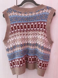 Vintage Patterned Knit Vest