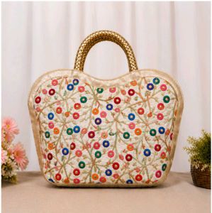 Embroidered Heart-Shaped Handbag