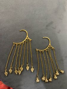 Boho Leaf & Beetle Dangle Earrings