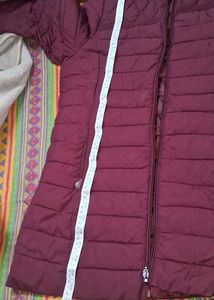 Burgundy Quilted Puffer Jacket