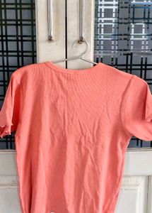 Comfy Coral Button-Up Top &amp; White Shorts Set