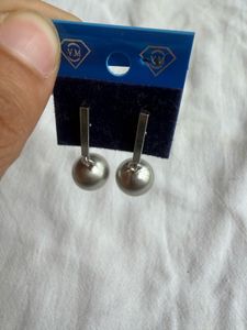 Elegant Silver Ball &amp; Bar Earrings