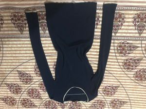 Navy Blue Ribbed Knit Top