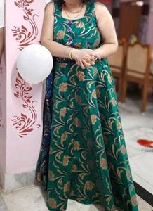 embellished dark green gown