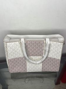 Elegant Monogram Print Tote Handbag with Detachabl