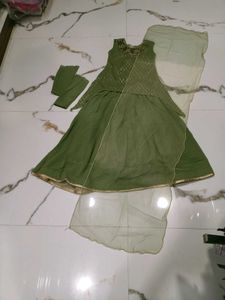 Girls' Olive Green Embellished Top