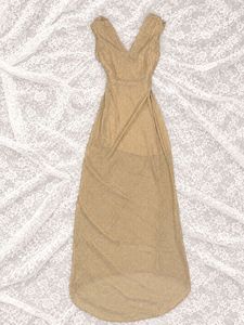 golden slit dress