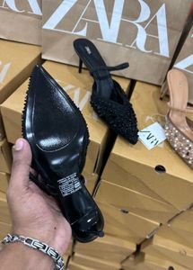 Zara Embellished Black Heels