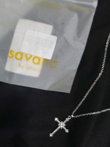 Elegant Silver Crystal Cross Pendant Necklace